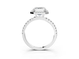 White gold Asscher Cut Halo Diamond Pave Band with Prong Setting_15