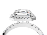White gold Asscher Cut Halo Diamond Pave Band with Prong Setting_16