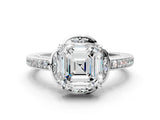 White gold Asscher Cut Halo Diamond Ring with Channel Set Band and Four-Prong Setting_51
