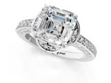 White gold Asscher Cut Halo Diamond Ring with Channel Set Band and Four-Prong Setting_52