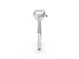 White gold Asscher Cut Halo Diamond Ring with Channel Set Band and Four-Prong Setting_54