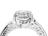 White gold Asscher Cut Halo Diamond Ring with Channel Set Band and Four-Prong Setting_55