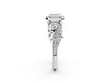 White gold Asscher Cut Halo Diamond Ring with Milgrain and Bezel Accents on a Split Shank Band_5