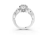 White gold Asscher Cut Halo Diamond Ring with Milgrain and Bezel Accents on a Split Shank Band_6