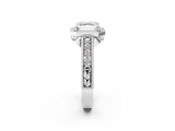 White gold Asscher Cut Halo Diamond Ring with Pavé Band and Four-Prong Setting_37