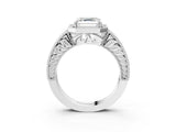White gold Asscher Cut Halo Diamond Ring with Pavé Band and Four-Prong Setting_38