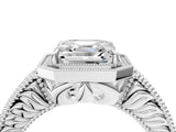White gold Asscher Cut Halo Diamond Ring with Pavé Band and Four-Prong Setting_39
