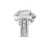 White gold Asscher Cut Halo Diamond Ring with Pavé Band and Four-Prong Setting_40