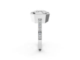 White gold Asscher Cut Halo Diamond Ring with Pavé Band and Milgrain Prong Setting_51