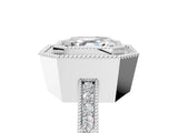 White gold Asscher Cut Halo Diamond Ring with Pavé Band and Milgrain Prong Setting_54