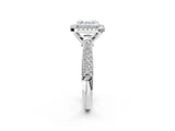 White gold Asscher Cut Halo Diamond Ring with Pavé Band_260