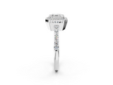 White gold Asscher Cut Halo Diamond Ring with Pave Band and Four-Prong Setting_25