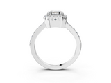 White gold Asscher Cut Halo Diamond Ring with Pave Band and Four-Prong Setting_26