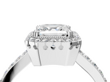 White gold Asscher Cut Halo Diamond Ring with Pave Band and Four-Prong Setting_27