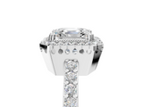 White gold Asscher Cut Halo Diamond Ring with Pave Band and Four-Prong Setting_28