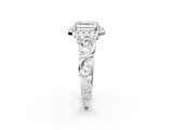 White gold Asscher Cut Halo Diamond Ring with Scrollwork Band and Four-Prong Setting_8