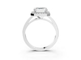 White gold Asscher Cut Halo Diamond Ring with Solitaire Band and Prong Setting_10