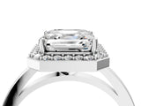 White gold Asscher Cut Halo Diamond Ring with Solitaire Band and Prong Setting_11