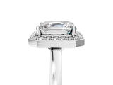 White gold Asscher Cut Halo Diamond Ring with Solitaire Band and Prong Setting_12