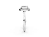 White gold Asscher Cut Halo Diamond Ring with Solitaire Band and Prong Setting_9