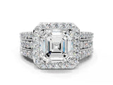 White gold Asscher Cut Halo Diamond Ring with Split Shank and Four-Prong Setting_81