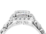 White gold Asscher Cut Halo Diamond Solitaire with Filigree Band and Four-Prong Setting_11