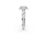 White gold Asscher Cut Halo Diamond Solitaire with Filigree Band and Four-Prong Setting_9