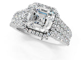 White gold Asscher Cut Halo Pavé Diamond Engagement Ring with Split Shank and Four-Prong Setting_5