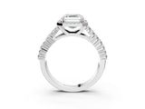 White gold Asscher Cut Halo Pavé Diamond Engagement Ring with Split Shank and Four-Prong Setting_7