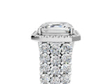 White gold Asscher Cut Halo Pavé Diamond Engagement Ring with Split Shank and Four-Prong Setting_9