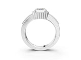 White gold Asscher Cut Halo Pave Band Four-Prong Ring_52