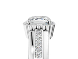White gold Asscher Cut Halo Pave Band Four-Prong Ring_63