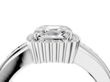 White gold Asscher Cut Halo Pave Band Four-Prong Ring_63