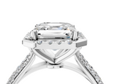 White gold Asscher Cut Halo Pave Band Four-Prong Setting Ring_10