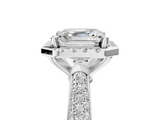 White gold Asscher Cut Halo Pave Band Four-Prong Setting Ring_11