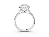 White gold Asscher Cut Halo Pave Band Four-Prong Setting Ring_9