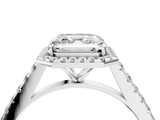 White gold Asscher Cut Halo Pave Diamond Engagement Ring with Four-Prong Setting_12