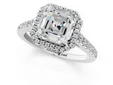 White gold Asscher Cut Halo Pave Diamond Engagement Ring with Four-Prong Setting_9