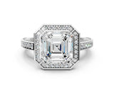 White gold Asscher Cut Halo Pave Split Shank Prong Setting Ring_79