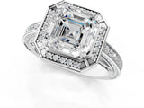White gold Asscher Cut Halo Pave Split Shank Prong Setting Ring_80
