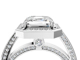 White gold Asscher Cut Halo Pave Split Shank Prong Setting Ring_83