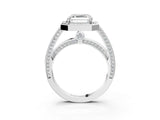 White gold Asscher Cut Halo Pave Split Shank Prong Setting Ring_87