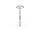 White gold Asscher Cut Halo Round Diamond Pavé Band with Four-Prong Setting_5