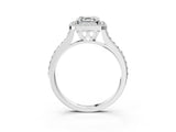 White gold Asscher Cut Halo Round Diamond Pavé Band with Four-Prong Setting_6