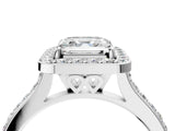 White gold Asscher Cut Halo Round Diamond Pavé Band with Four-Prong Setting_7