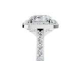 White gold Asscher Cut Halo Round Diamond Pavé Band with Four-Prong Setting_8