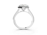 White gold Asscher Cut Halo Round Diamond Solitaire Engagement Ring with Pave Band and Four-Prong Setting_10