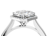 White gold Asscher Cut Halo Round Diamond Solitaire Engagement Ring with Pave Band and Four-Prong Setting_11
