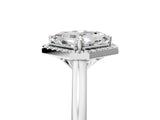 White gold Asscher Cut Halo Round Diamond Solitaire Engagement Ring with Pave Band and Four-Prong Setting_12