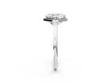 White gold Asscher Cut Halo Round Diamond Solitaire Engagement Ring with Pave Band and Four-Prong Setting_9